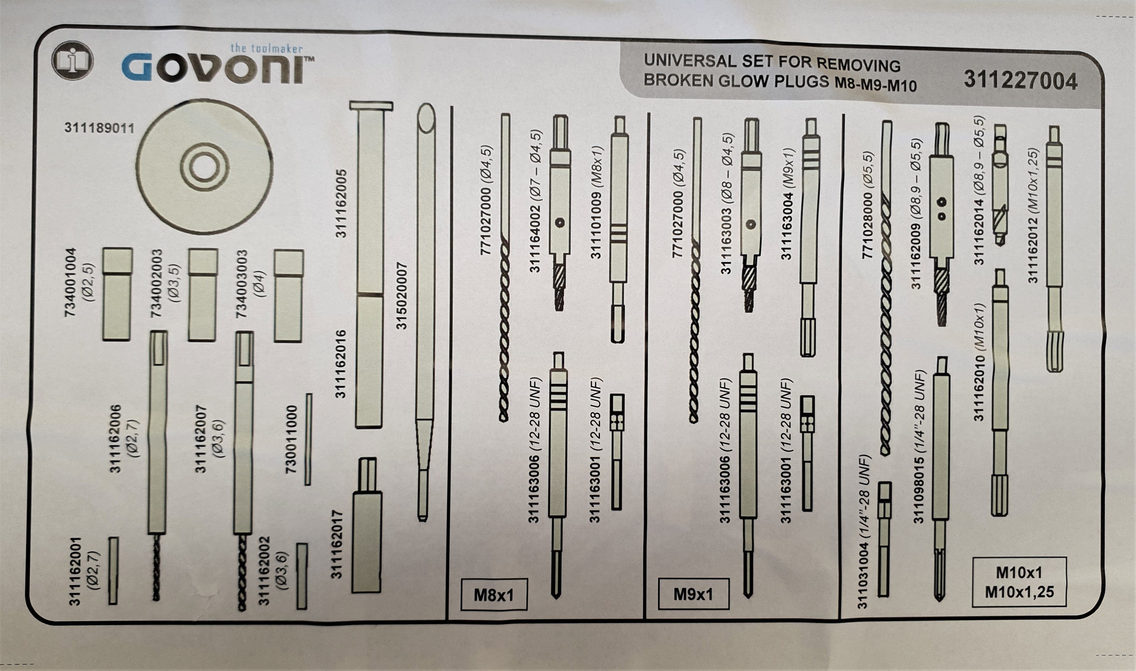 Specialist Tools AU Automotive Diesel Glow Plug Removal & Repair Glow Plug Complete Set For Removing Broken Glow Plugs - Govoni