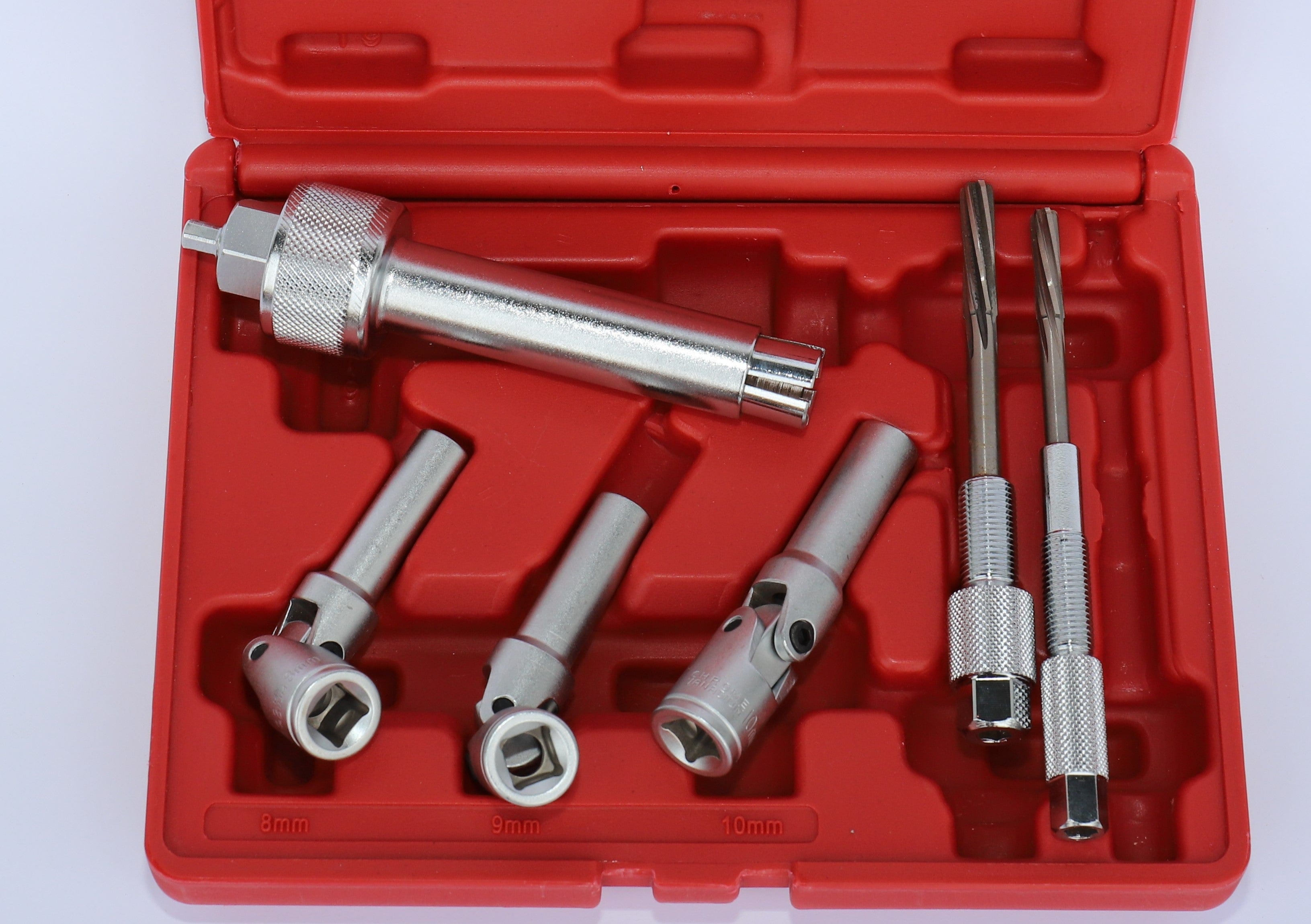 Specialist Tools AU Automotive Diesel Glow Plug Removal & Repair Diesel Glow Plug Socket Set with Specialised Puller, 2 decarbonising drills and Extra Long Universal Jointed Sockets to Suit Mercedes CDI Engines 6 Pc
