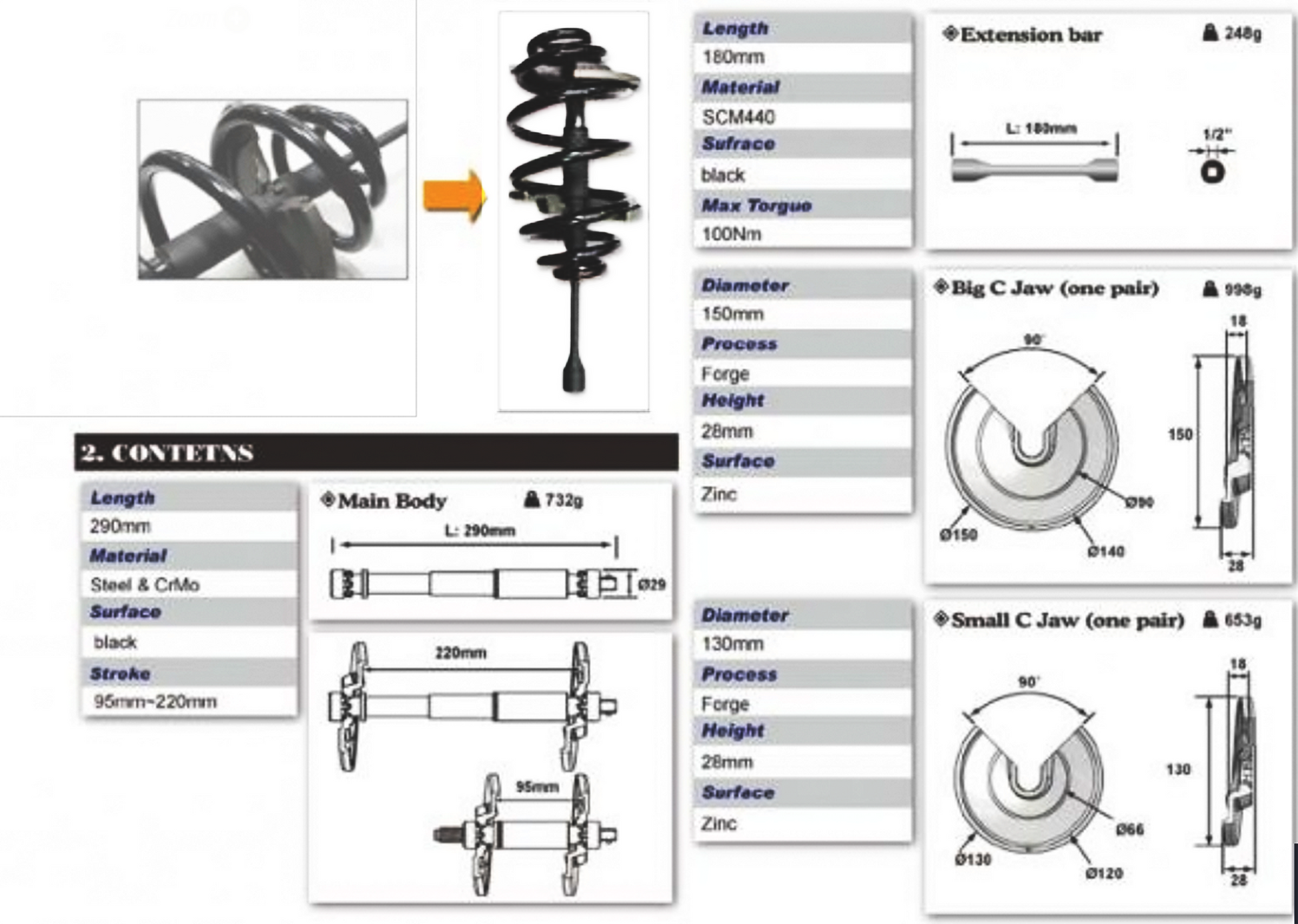 Coil Spring Compressor For Wishbone Suspensions - Specialist Tools Australia