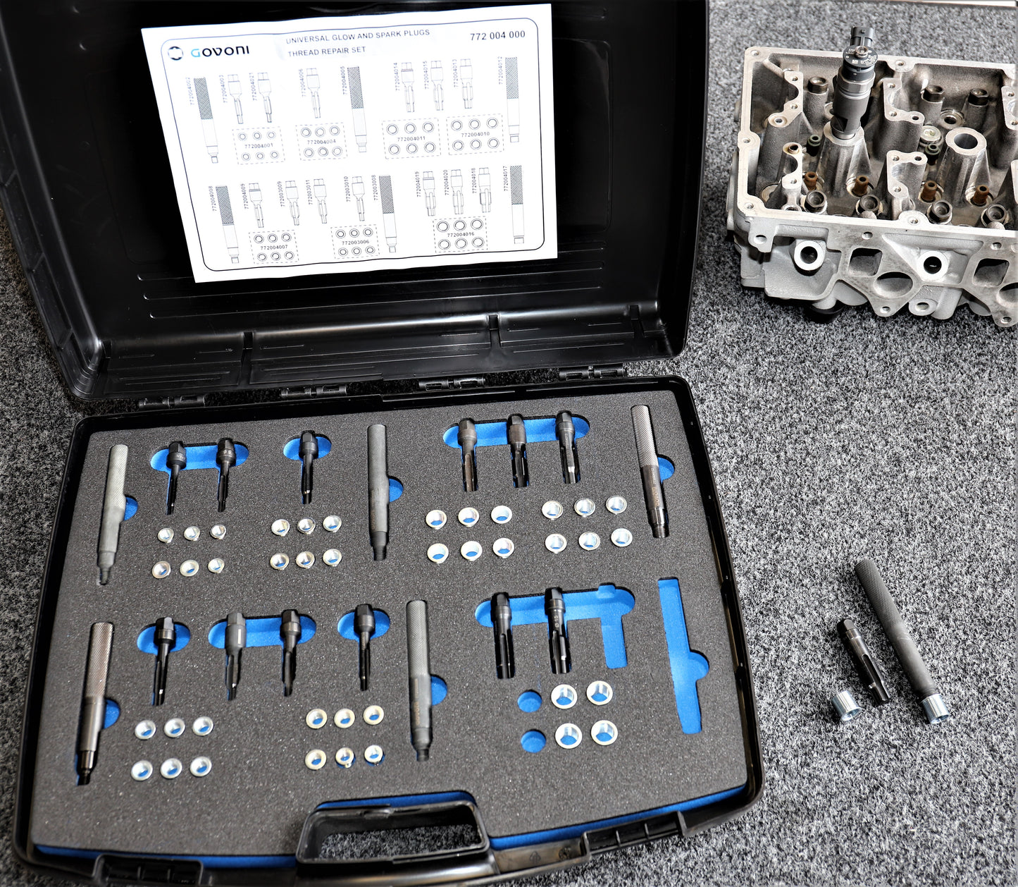 This thread repair kit is a reliable and effective way to repair damaged cylinder head glow plug and spark plug threads.