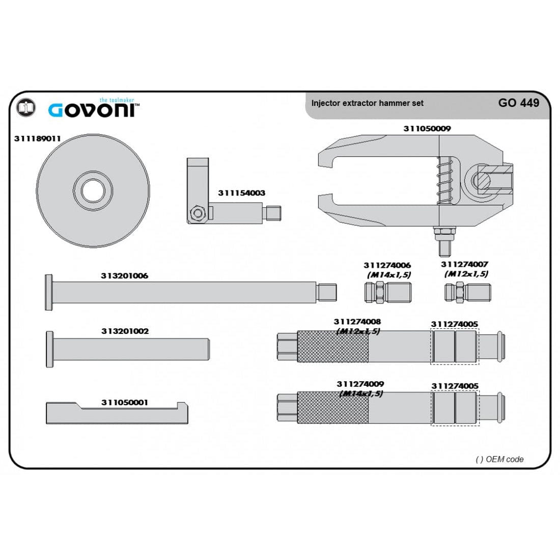 Specialist Tools AU Automotive Diesel Injector Removal Slide Hammer with Injector connectors for Denso, Bosch, Siemens