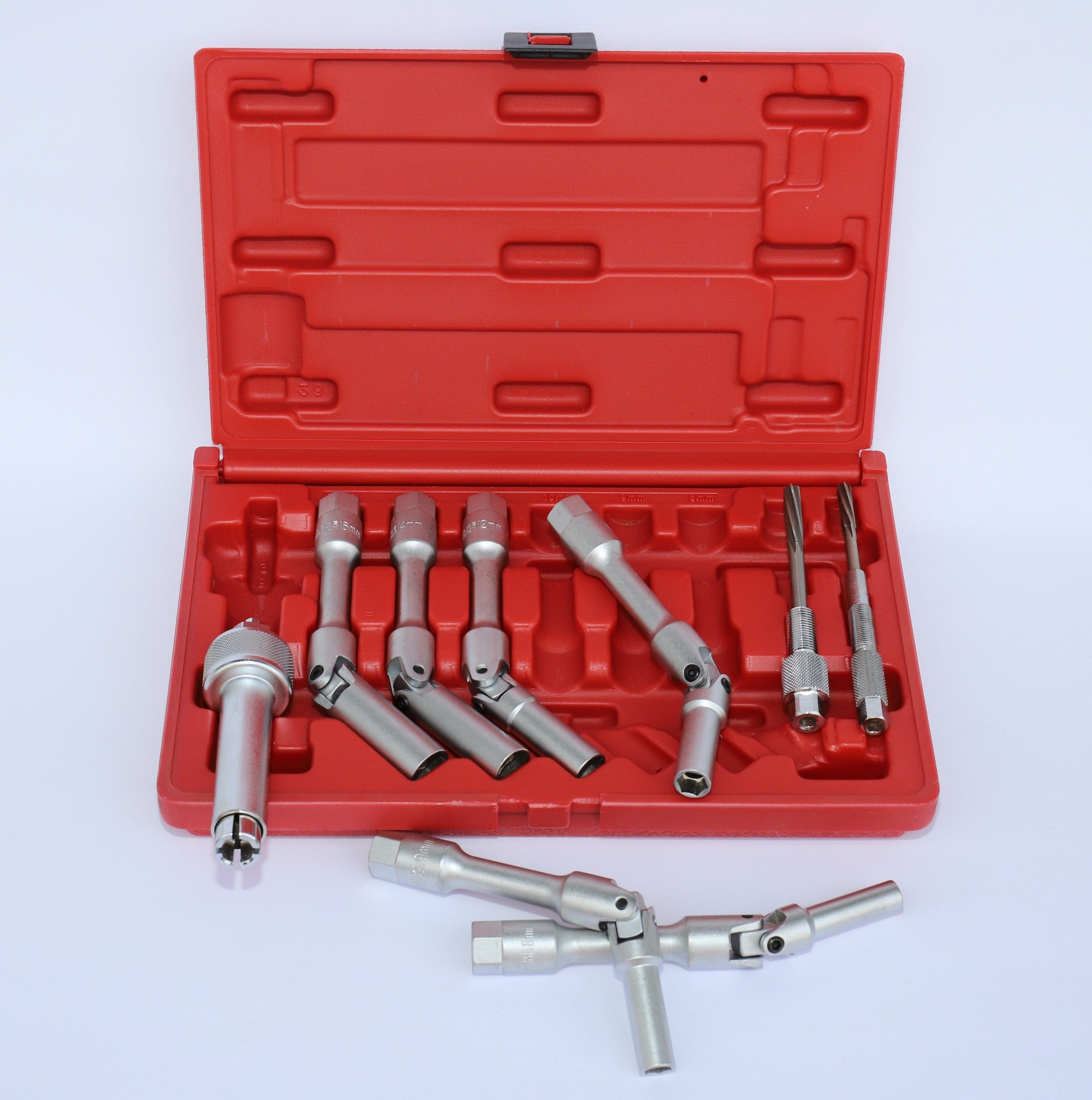 Specialist Tools AU Automotive Diesel Glow Plug Tools Glow Plug Universal Jointed Extra Long Socket Set with Special Puller and Reamers - Suits Japanese, Korean and European Diesel Engines