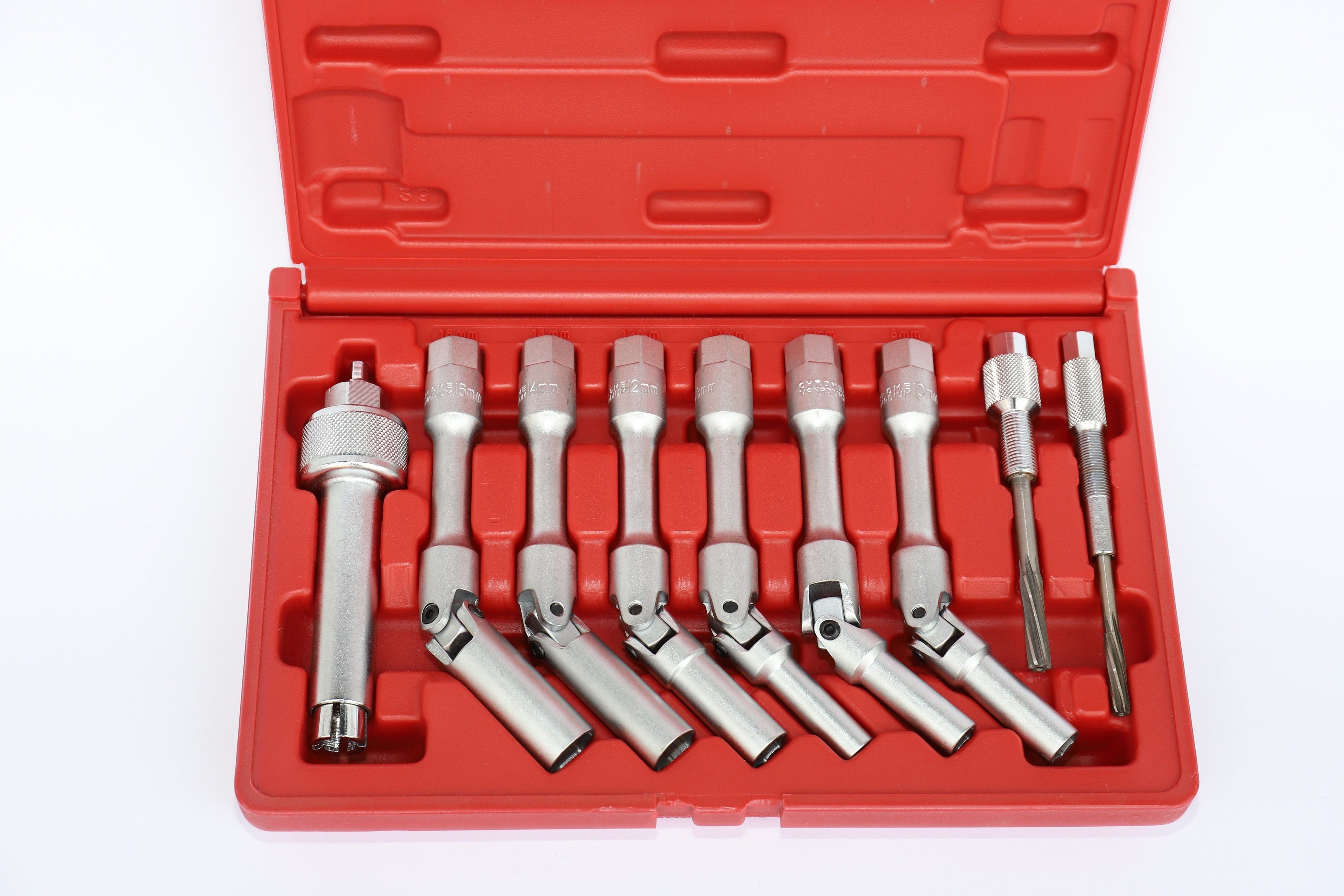 Specialist Tools AU Automotive Diesel Glow Plug Tools Glow Plug Universal Jointed Extra Long Socket Set with Special Puller and Reamers - Suits Japanese, Korean and European Diesel Engines